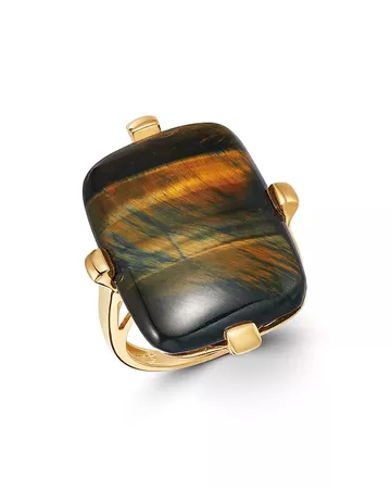 Bloomingdale's Blue Tiger Eye Statement Ring in 14K Yellow Gold - 100% Exclusive | Bloomingdale's