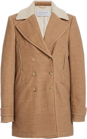 Gabriela Hearst Dylan Cashmere Corduroy Double-Breasted Peacoat