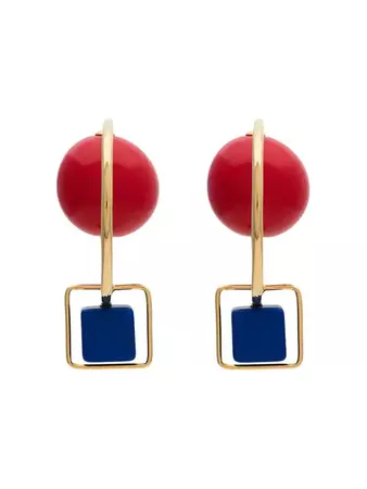 Marni Red And Blue Resin And Metal Hook Earrings - Farfetch