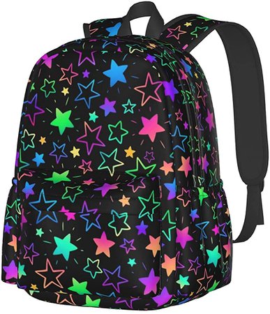 Amazon.com: KiuLoam 17 Inch Backpack Bright Neon Stars Laptop Backpack Shoulder Bag School Bookbag Casual Daypack : Electronics