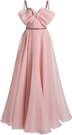 Jenny Packham Bow-Embellished Crepe Gown