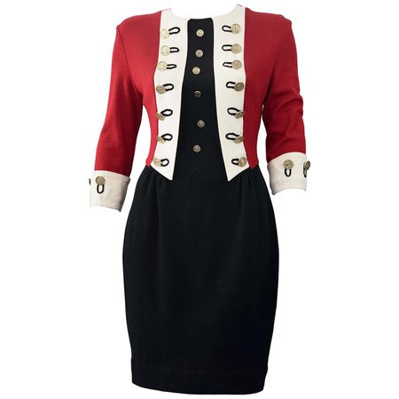 Vintage MOSCHINO CHEAP and CHIC British Military Style Novelty Dress For Sale at 1stDibs