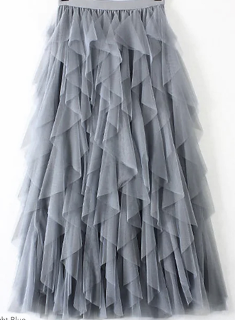 long grey tulle skirt