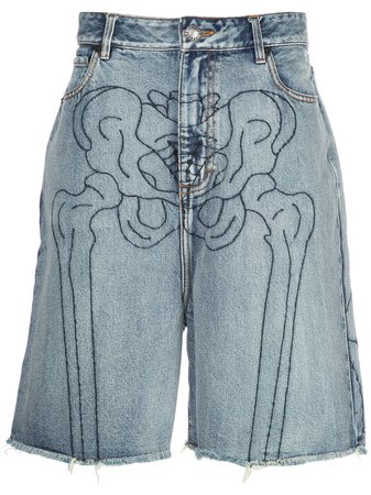 Shop Haculla Anatomy printed denim shorts with Express Delivery - FARFETCH