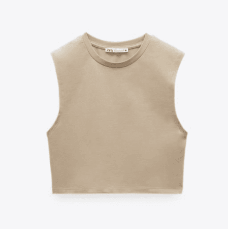 beige cropped top
