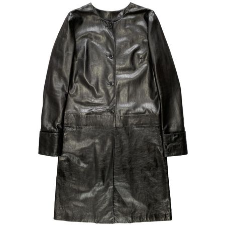 Helmut Lang, S/S 2001 Rounded-Collar Leather Trench-Dress - La Nausée