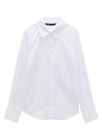 white poplin button up shirt