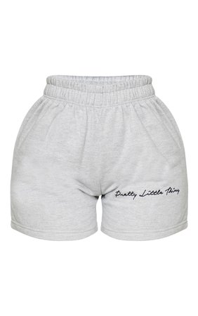 Plt Shape Grey Embroidered Sweat Shorts | PrettyLittleThing USA