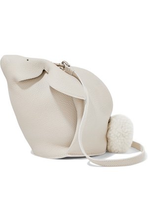 Loewe | Bunny mini shearling-trimmed textured-leather shoulder bag | NET-A-PORTER.COM