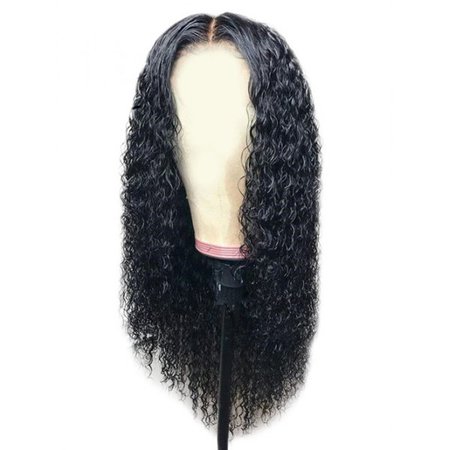 Wholesale Middle Part Long Curly Synthetic Wig Natural Black Online. Cheap Long Sleeve Black Sheath Dress And Long Black Lace Dress on Rosewholesale.com