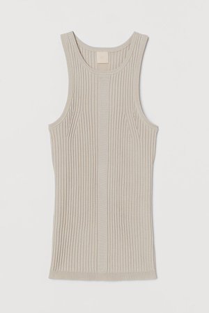 Rib-knit top - Light beige - Ladies | H&M GB