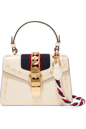 Gucci | Sylvie mini chain-embellished printed leather shoulder bag | NET-A-PORTER.COM