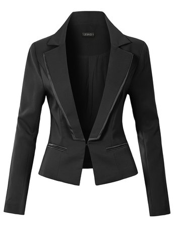 LE3NO Womens Slim Fit Fully Lined Long Sleeve Work Office Tuxedo Blazer Jacket | LE3NO black