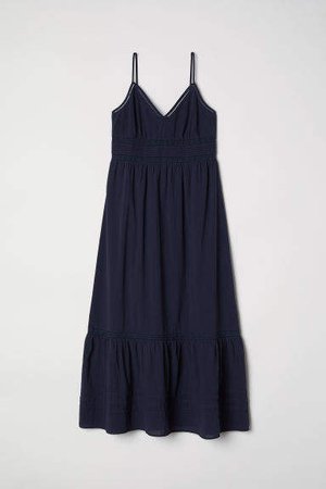 Long Dress with Lace Details - Blue