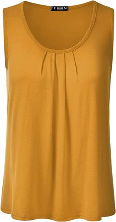 Amazon.com: EIMIN Women's Pleated Scoop Neck Sleeveless Stretch Basic Soft Tank Top Yellow 3XL : Clothing, Shoes & Jewelry