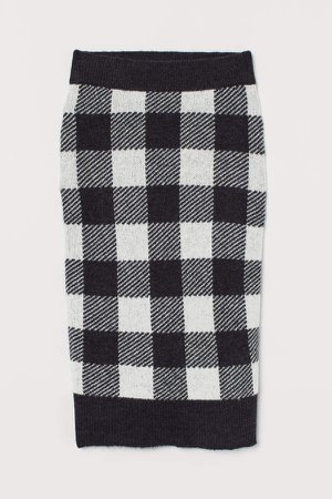 Wool-blend Knit skirt - Black