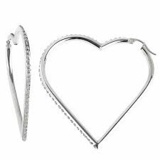 heart diamond earrings hoops - Google Search