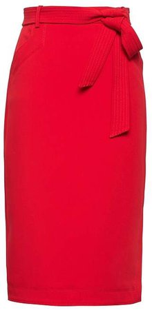 Belted Pencil Skirt with Side Slit