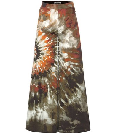 Printed wide-leg cotton trousers
