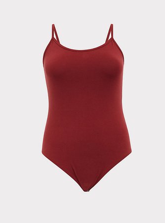 Plus Size - Brick Red Scoop Neck Foxy Cami Bodysuit - Torrid