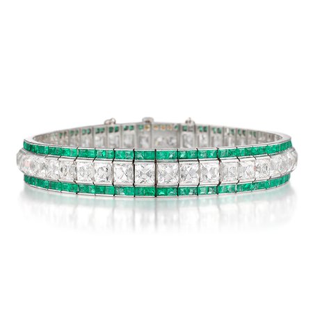 Tiffany Co, Art-Deco Emerald Bracelet