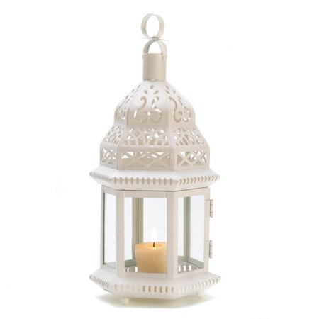White Metal Moroccan Style Hanging Candle Lantern — Pier 1
