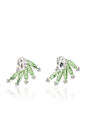 ALESSANDRA RICH Green Crystal Fan Earrings
