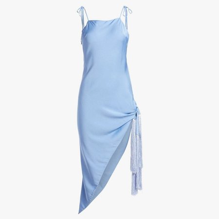 silk slip dress light blue