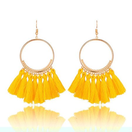 Yellow Tassle Hanging Earrings