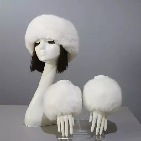 Set of Thick and Fluffy Faux Fur Headband and Elastic Cuffs Winter War – Boots N Bags Heaven