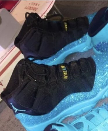 Custom blue glitter Jordan’s
