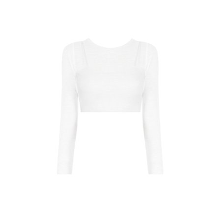 White Sheer Long Sleeve Cropped Top