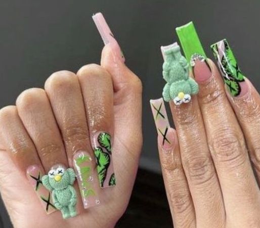 Green Kaws Nails