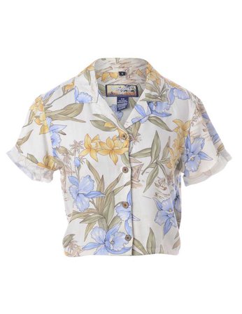 Women's Beyond Retro Label Label Juliet Cropped Hawaiian Shirt Neutral, S | Beyond Retro - E00448327