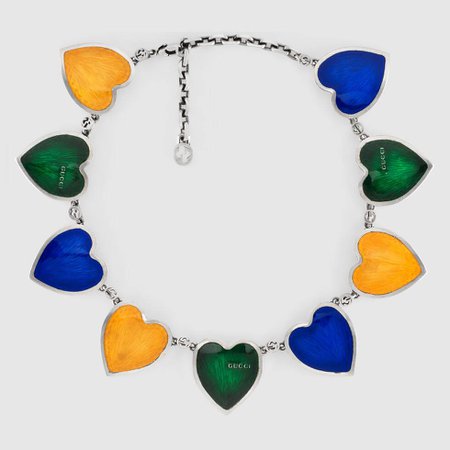 Multicolour enamel heart necklace | GUCCI® UK