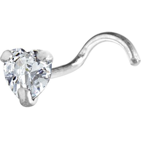 Sterling Silver 925 Clear CZ Heart Nose Ring – BodyCandy