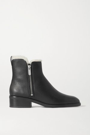 Alexa Shearling-lined Textured-leather Ankle Boots - Black