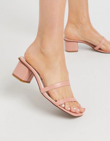 Depp double strap square toe mule sandals in pink leather €80.99