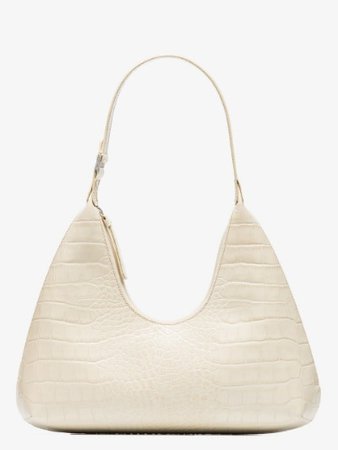 BY FAR white Amber mock croc leather shoulder bag | Browns