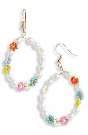 BP. Floral Beaded Circle Drop Earrings | Nordstrom