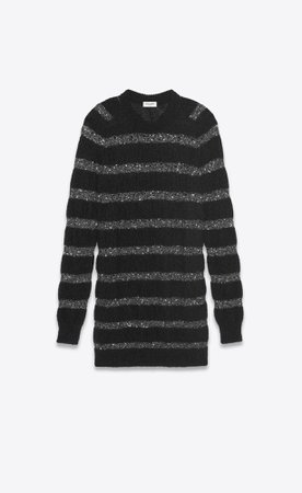 Saint Laurent sequin stripped knit sweater dress