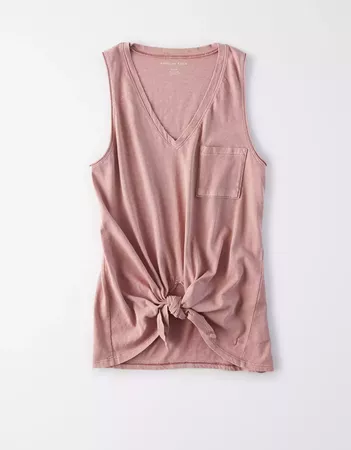 AE Tie Front Tank Top pink