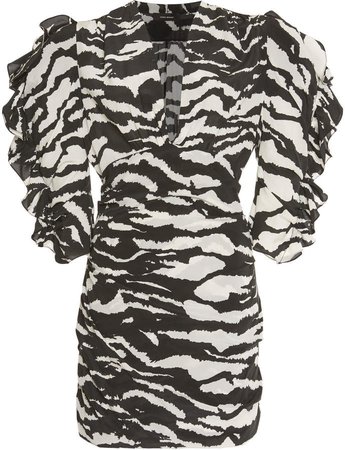 Farah Zebra-Print Silk Mini Dress