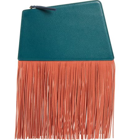 the VOLON Dia Fringe Leather Clutch | Nordstrom
