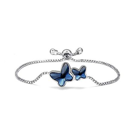 Amazon.com: T400 Blue Purple Pink Butterfly Bangle Bracelet Made with Swarovski Elements Crystal❤️ Birthday Gift for Women Girls: Jewelry
