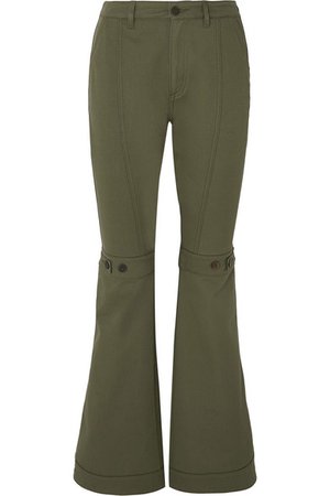 Loewe | Button-detailed cotton-twill flared pants | NET-A-PORTER.COM
