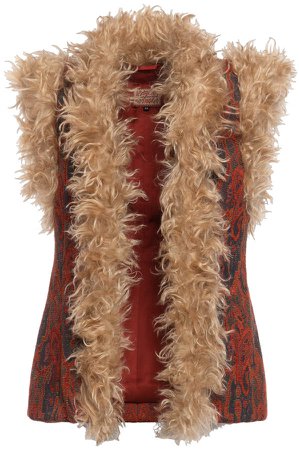 Lena Hoschek Handicraft Faux Fur-Trimmed Jacquard Vest