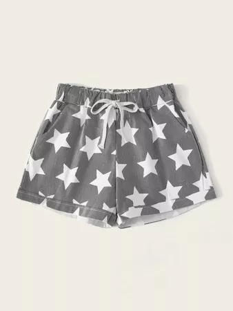 Star Graphic Striped Drawstring Shorts | SHEIN USA
