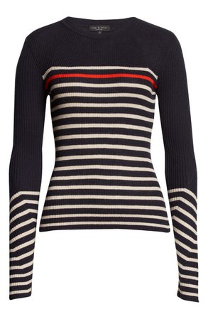 rag & bone Kate Stripe Cotton & Cashmere Crewneck Sweater | Nordstrom