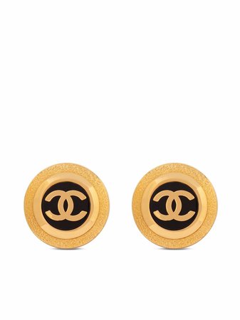 Chanel Pre-Owned 1990s CC round clip-on earrings - FARFETCH